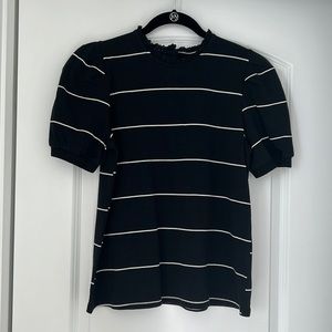 Who What Wear Stripped Top with Lace Neckline